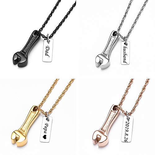 shajwo Wrench Urn Necklace for Ashes for Women Men Human Ashes Stainless Steel Hammer Cremation Jewelry for Ashes Pendant - color: Customize