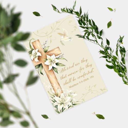 Religious Sympathy Card with Bible Verse, Christian Condolence Cards for Loss of Loved One, Faith Based Bereavement Gift, Deepest Sympathy Greeting Card for Family Friend Coworker - color: Religious Sympathy