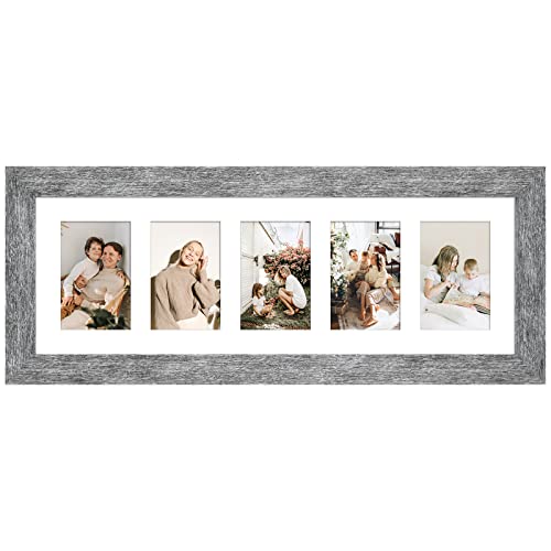 8x24 Collage Frame, 5 Open 4x6 Photo Frame Collage for Wall - color: Grey, size: 8x24 - (5 open4x6）