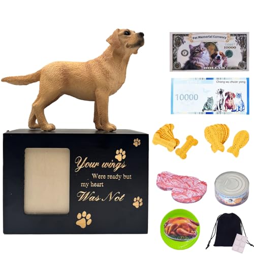 pet urns for Dogs with Photo Frame and Latch, Black Wooden Dog urns for Ashes, Keepsake pet urn Box for cat urns for Ashes, Memory urn for Dog Ashes Home Decor - color: Labrador Retriever 1447, size: Black framed urn