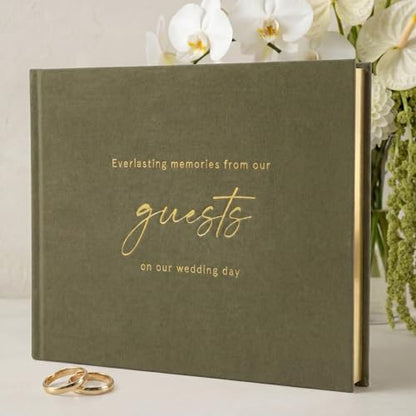 Beautiful Wedding Guest Book for Your Wedding Reception - Velvet Guestbook - color: Sage