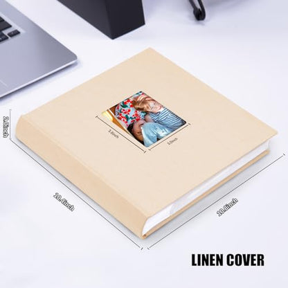 Aevdor 5x7 Photo Album, 240 Photos, Writing Space, Linen Cover, Beige - color: Beige