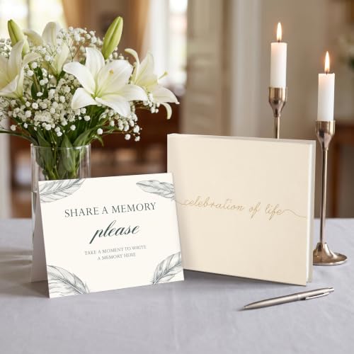 Funeral Guest Book for Celebration of Life, in Loving Memory Sign in Book - color: Beige