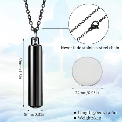Yaomiao 10 Pcs Urn Necklace for Ashes Cremation Jewelry,Black, Silver - color: Black, Silver