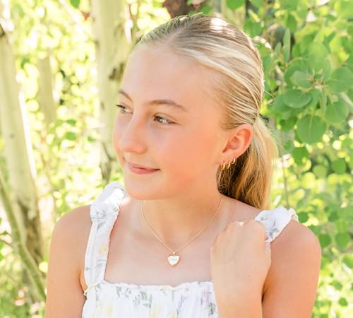 Cherished Moments .925 Sterling Silver or 14K Gold-Plated Engraved Heart Locket Necklace for Little Girls, Teens, or Women - style: Gold-16-18 inch