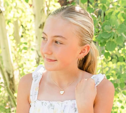 Cherished Moments .925 Sterling Silver or 14K Gold-Plated Engraved Heart Locket Necklace for Little Girls, Teens, or Women - style: Gold-16-18 inch