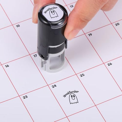 Supervitae 2 Pack Halloween Black Ghost Print Stamps Ink Stamper | Mini Self Inking Stamps for Party Educational Activities Craft Supplies - color: Black, style: Ghost