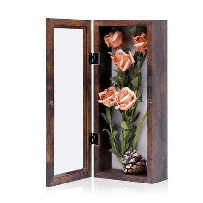 Muzilife 12.5x5 Shadow Box Picture Frame, 2.16 Deep, HD Glass, Honey Brown - color: Honey Brown, size: 12.5x5