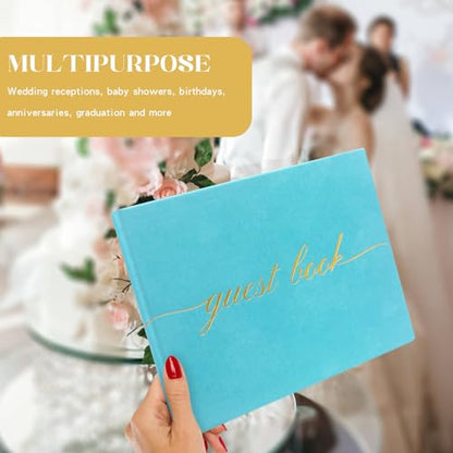 Elegant Wedding Guest Book - Perfect for Wedding Receptions, Baby Showers, Birthdays and Special Events - Polaroid Guest Book with 110 Lined Pages for Sign-In and Photos -Hardcover (Ocean Blue) - color: Ocean Blue
