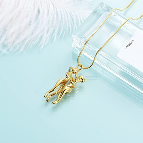 Cremation Jewelry with Angel Lady Stainless Steel Urn Necklace Pendant Memorial Ashes Keepsake for Women Girls, Filling Kit Included - color: Couple-Customize