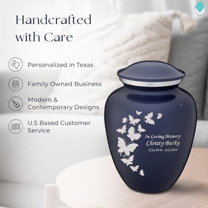 Geturns - Adult Custom Butterfly Cremation Urns for Human Ashes I Cobalt Blue Large Funeral Urn for Female and Male I 200 lbs - color: Cobalt Blue