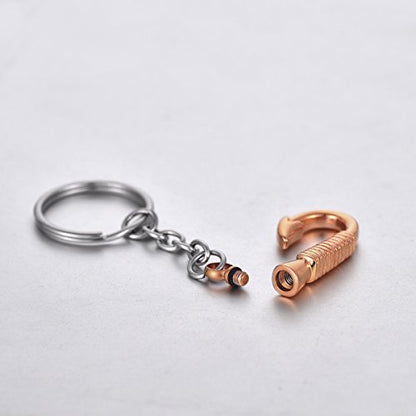 Cremation Pendant Fish Hook Memorial Keepsake Funnel Jewelry Urn Keychain for Ashes, Rose Gold - color: Rose Gold