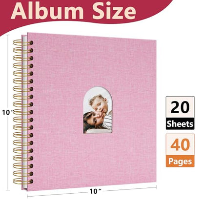 Vienrose Scrapbook Album,40 Pages,10x10 Inch,Pink | Linen Arch Window,Personalized DIY Photo Album – Wedding,Baby Shower,Anniversary,Travel,Keepsake Gift - color: Pink, size: 10 INCH 40 Pages