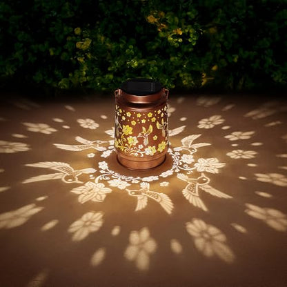 2 Pack Solar Lanterns Outdoor Waterproof Hummingbird Garden Decor Birthday Gifts for Women Mom Grandma Hanging Solar Lights Metal Solar Decoration Outside for Yard,Patio,Backyard,Porch - style: B. 2 Pack Hummingbird Lantern