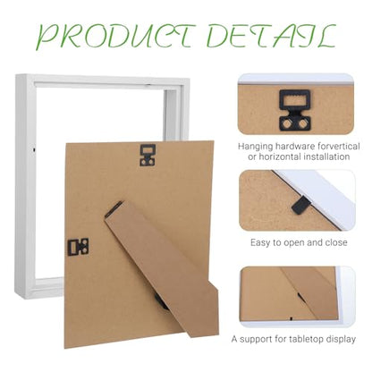 4 Pack 8"x 10" Shadow Boxes Frame Display Cases Wood Deep Shadow Box for Photos, Dried Flowers, Handicrafts Picture Frames for Wall Tabletop (White)