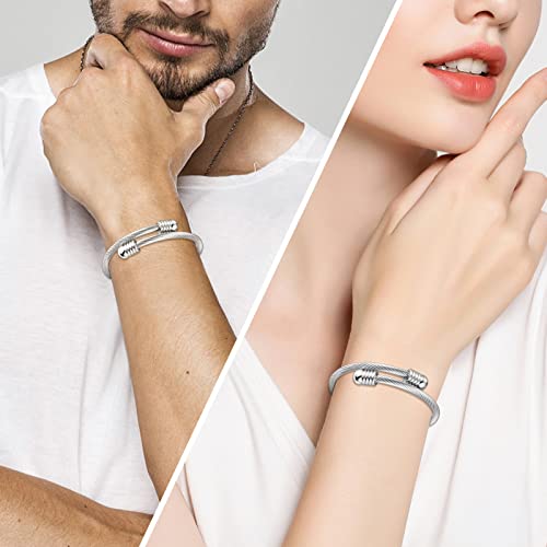 Abooxiu Stainless Steel Ash Bracelet for Men & Women - Memorial Ashes Holder, Filling at Both Ends - color: Silver
