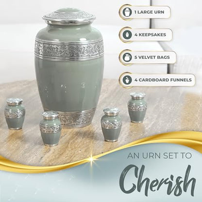 Stunning Cremation Urns for Human Ashes - Olive Rest Color (Set of 5) - size: 5 Piece Set