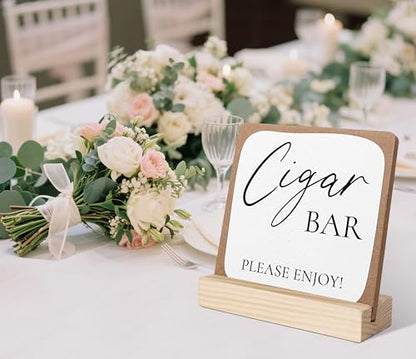 Cigar Bar Sign, Wedding Signs for Ceremony and Reception, Bridal Shower Centerpieces for Tables, Marriage Reception, Bridal Shower Party Favors, Wedding Sign with Wooden Base - color: cigar lounge deco