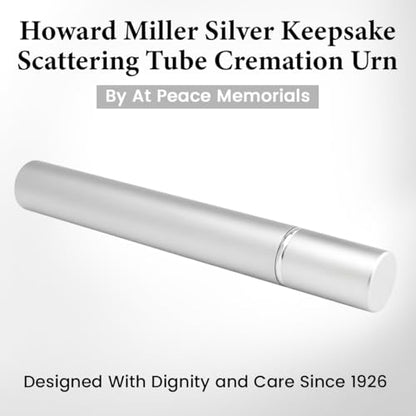 Silver Keepsake Cremation Scattering Tube for Ashes by Howard Miller, Metal, Silver Scattering Urn, Keepsake Sized Cremation Urn for Ashes