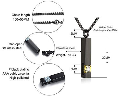 YOUFENG Urn Necklaces for Ashes Birthstone Cube Urns for Human Ashes Memorial Cremation Urn Locket Keepsake Ashes Jewelry - style: November