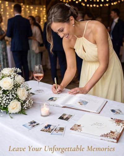 Wedding Guest Book for Wedding Reception- Elegant Polaroid Guestbook for Baby Shower,Birthday and Special Events,Guest Sign-in Book(Autumn) | 100 Pages, Elegant Guest Sign-in Book for Bridal Party, Autumn Design - color: Autumn