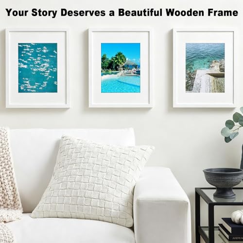 RPJC 11x14 Solid Wood Picture Frame Real Glass Cover White - color: White, size: 11x14 mat 8x10