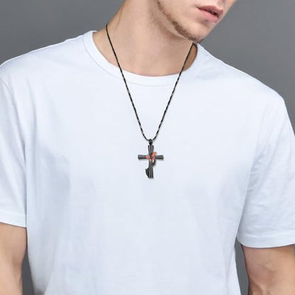 Imrsanl Cross with Butterfly Urn Necklaces for Ashes for Women - color: Black Red