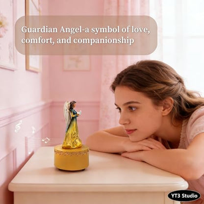 Music Box, Guardian Angel Musical Box Figurine Holding Heart, Sculpted Hand-Painted Music Boxes Figures Wind Up Angel Musical Boxes for Women Girls in Christmas Birthday Anniversary - color: Angel Figurines Dove