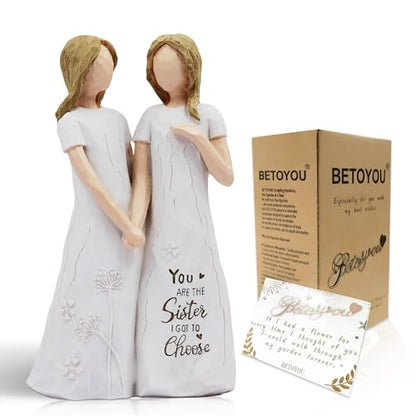 Best Friend Birthday Gifts for Women - Resin Sister Figurines Best Friend Sister Birthday Gift Ideas Unique Gifts for Sisters from Sister - Hand-Painted Figure (White) - color: 2 Sisters