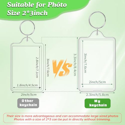ZYFLSQ Photo Keychain, 9 Pcs Acrylic Picture Keychain Holder for Father's Day, Personalised Keychains Photo Frame for Insert 2 x 3 Inch Photo, Blank Clear Keychains for DIY Craft Graduation Xmas Gift - color: 9pcs
