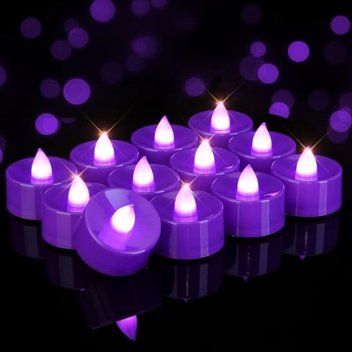 Homemory 50-Pack Purple Flameless Battery Tealight Candles, 200+ Hours - color: Purple, size: Pack of 50