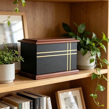 Cross Walnut Wooden Urn for Human Ashes,Adult Cremation Urn for Men & Women