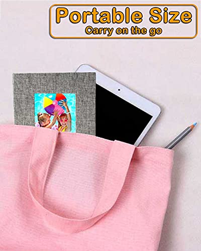GPIRAL Small Photo Album 4x6 – Clear Pages, Linen Cover with Front Window, Pack of 2, Each Album Holds 52 Photos, Small Brag Book for 4x6 Photos, Grey Fabric - color: Grey, size: 4x6"-2 PACK