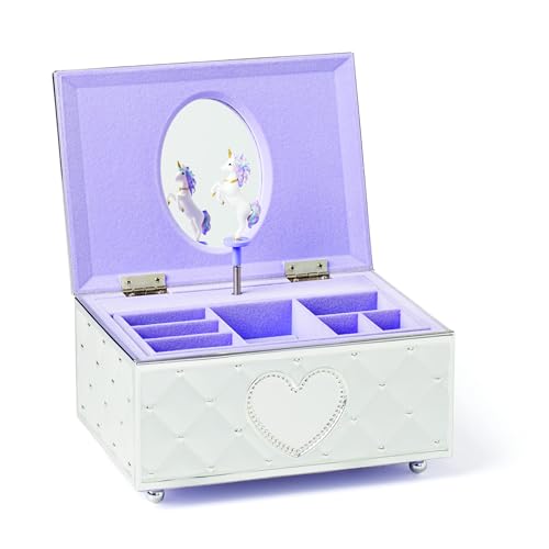 Lenox Childhood Memories Musical Unicorn Jewelry Box | silverplate over stamped steel | wind-up musical unicorn design | keepsake jewelry organizer, gift for women - style: Unicorn