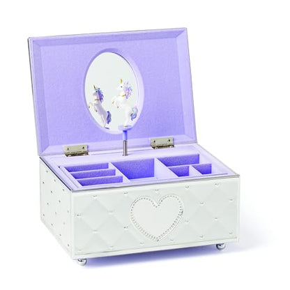 Lenox Childhood Memories Musical Unicorn Jewelry Box | silverplate over stamped steel | wind-up musical unicorn design | keepsake jewelry organizer, gift for women - style: Unicorn