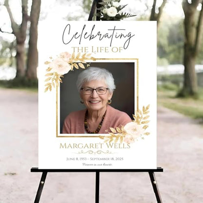 Funeral Welcome Sign, Celebration of Life Welcome Sign, in Loving Memory Sign, Celebration of Life, Celebration of Life Sign, Memorial Sign with Photo,Funeral Welcome Signs &4 - color: Version #10