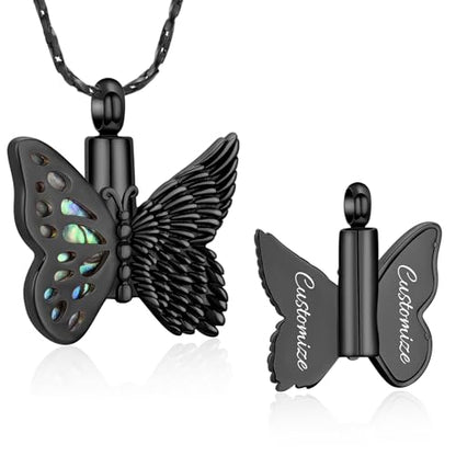 Imrsanl Butterfly Urn Necklace for Ashes Angel Wing Cremation Jewelry Keepsake Funeral Memorial Pendant Gifts of Loss Loved Ones for Women - color: Customize 1