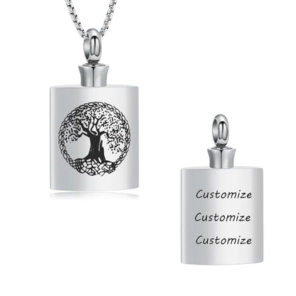 Oinsi Beer Bottle Cremation Jewelry for Ashes Stainless Steel Cylinder Tube Memorial Urn Necklace Keepsake Pendant Jewelry for Human Ashes with Filling Kits - color: B-Customize