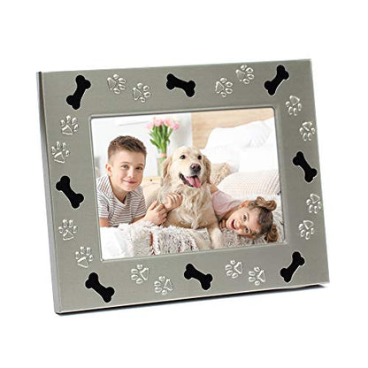 4x6 Silver-Tone Metal Pet Picture Frame for Dog