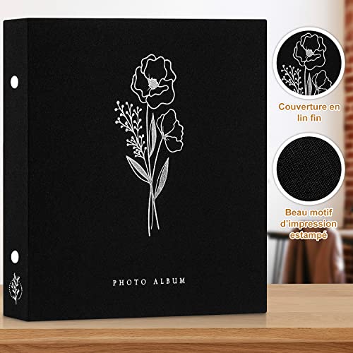 Lanpn Self Adhesive Photo Album Scrapbook 80 Pages, Linen Photos Albums DIY Sticky Magnetic Pages holds 4X6 7x5 A5 Picture for Family Wedding Birthday (Large-40 Sheets/80 Pages, Black) - color: Black, size: Sticky Page (Large,80 Pages)