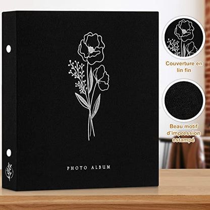 Lanpn Self Adhesive Photo Album Scrapbook 80 Pages, Linen Photos Albums DIY Sticky Magnetic Pages holds 4X6 7x5 A5 Picture for Family Wedding Birthday (Large-40 Sheets/80 Pages, Black) - color: Black, size: Sticky Page (Large,80 Pages)