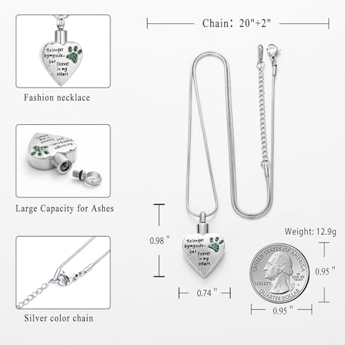 memorial jewelry Your Wings were Ready, But My Heart was Not Stainless Steel Carved Locket Cremation Urn Necklace for Pet Dog Cats - color: No Longer-Green