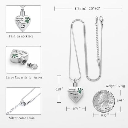 memorial jewelry Your Wings were Ready, But My Heart was Not Stainless Steel Carved Locket Cremation Urn Necklace for Pet Dog Cats - color: No Longer-Green