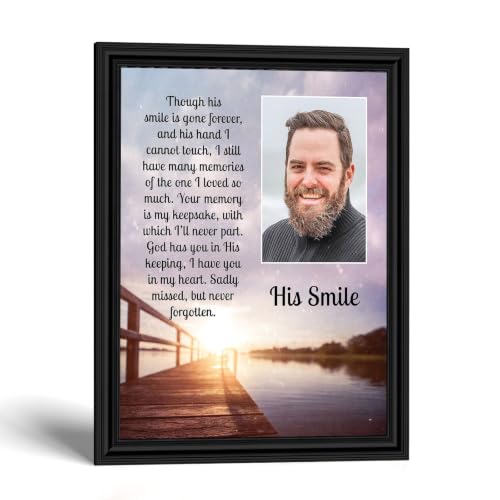 Memorial Gifts for Loss of Husband, Sympathy Gift, His Smile In Memory of Loved One, Picture Frames for Sympathy Gift Baskets, Bereavement Gifts for Loss of Father, Loss of Son Condolence Gift, 5031B | Sympathy Gifts for Loss of Father, In Memory of Dad,
