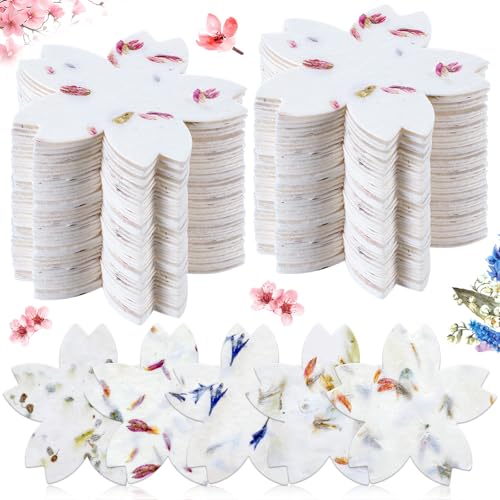 Dunzoom 100 Pcs Handmade Wildflower Seed Paper Tags,Flower Shape - style: Flower Shape