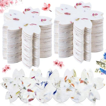Dunzoom 100 Pcs Handmade Wildflower Seed Paper Tags,Flower Shape - style: Flower Shape