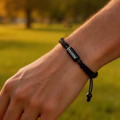 Hearbeingt Cylinder Cremation Bracelet for Ashes Adjustable Rope Urn Bangle - color: A-Black Always In My Heart