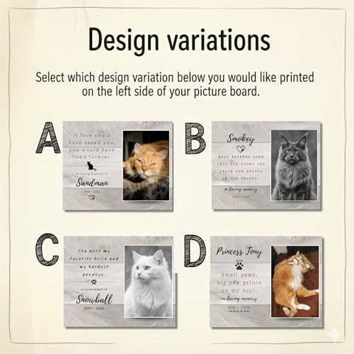 Personalized Cat Memorial Gift – Pet Photo Frame, Custom Cat Loss Keepsake, Cat Remembrance Plaque, Pet Sympathy Gift for Cat Lovers (A) - style: A
