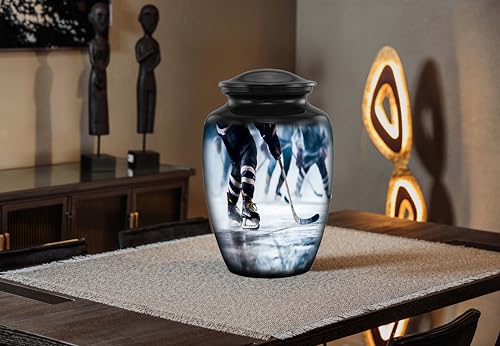Ice Hockey Cremation Urn for Adult Human Ashes – Full Size Sports Tribute Memorial Urn – Elegant Funeral Urn for Hockey Lovers & Players – Holds Up to 210 lbs (Large) - size: Large