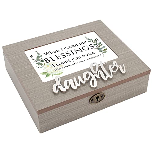 Cottage Garden Count My Blessings Metal Applique Daughter Musical Box Plays How Great Thou Art